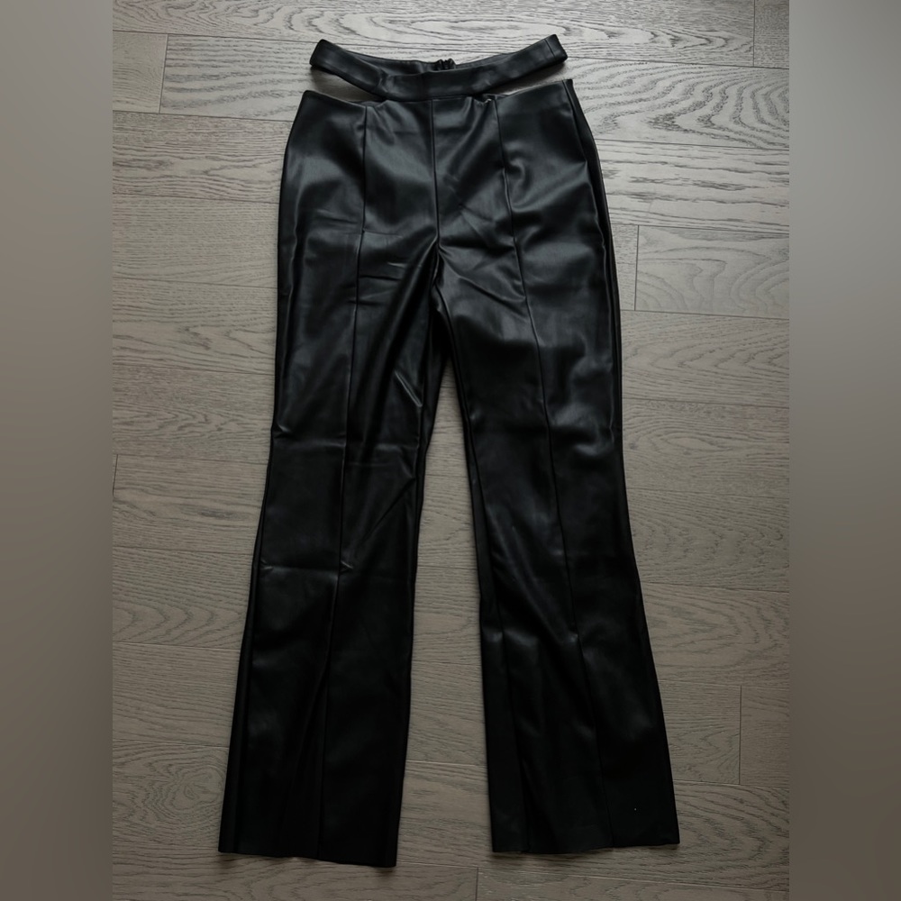 Meshki Faux Leather Pants with Cutout Details New With Tags On Size L